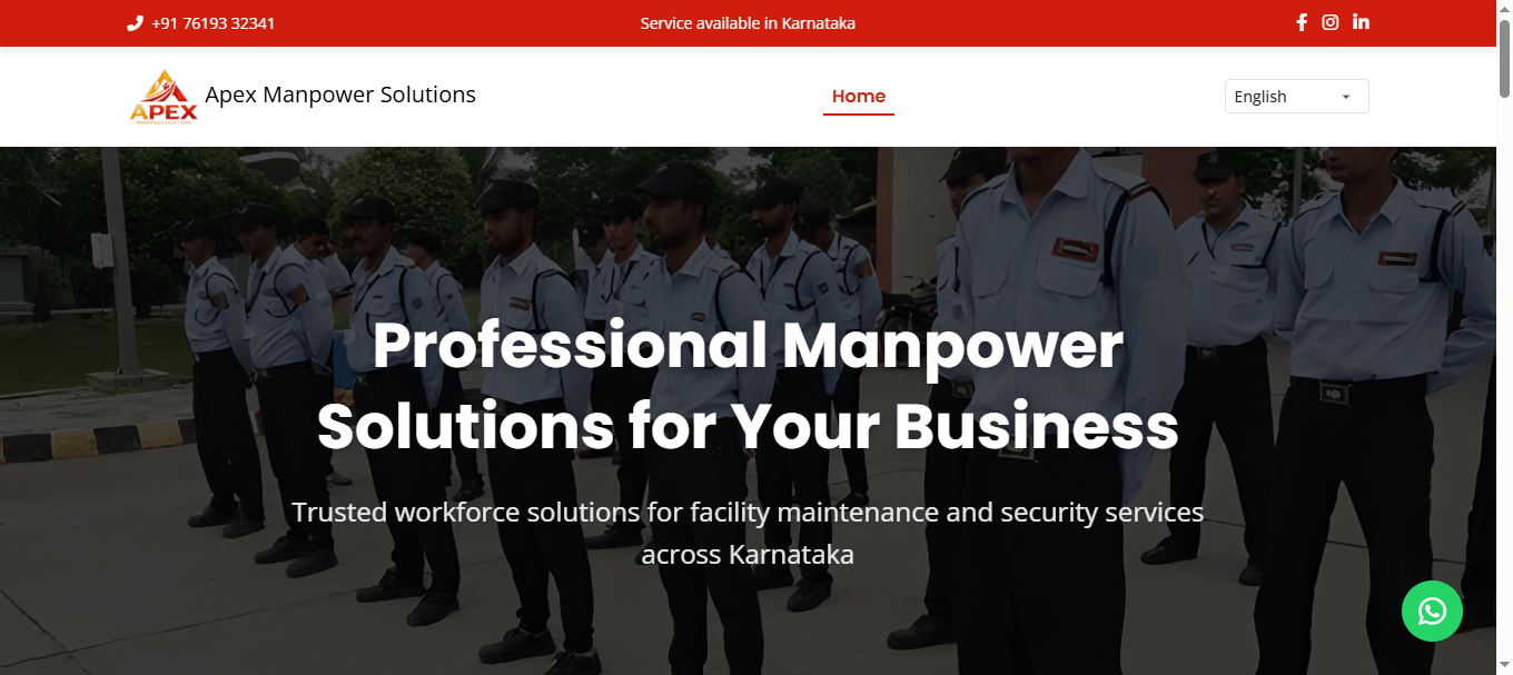 Apex Manpower Solutions website design project - labour services in Karnataka